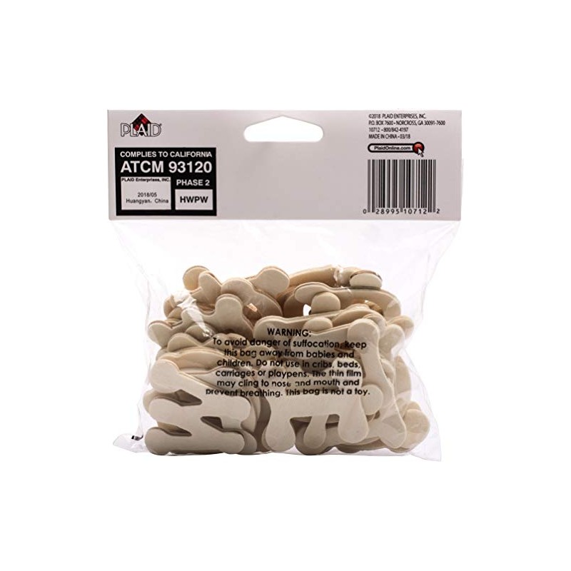 Plaid Dot Wood Letter Pack, 1 3/4" Fun Font, brown