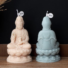 Xidmold - Molde de vela de Buda 3D Quan Yin - Molde de silicona para escultura, vela de cera de soja, arte de resina, manualidades