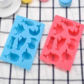 2Pcs Marine Chocolate Mold, Under the Sea Animal Silicone Ice Cube Trays, Whale Fish Dolphin Penguin Squid Octopus Silicone Jello Candy Mini Soap Plaster Epoxy Resin Mold