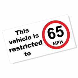 1 x Sticker This Vehicle is Restricted to 65 MPH Sign Miles Per Hour Truck Heavy Goods Van Taxi Lorry Warning Bus Coach External Label Notice SL8 200mm x 100mm