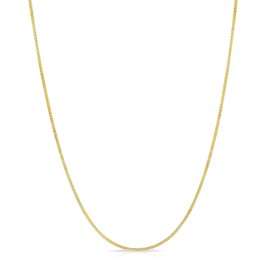 GOLDPAR 14k Yellow Gold Real Solid Box Chain 1.05MM Necklace for Women Jewelry with Lobster Clasp - 22"