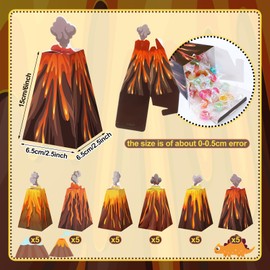 Cholemy 30 Pack Volcano Party Favor Bags Dinosaur Goodie Gifts Boxes 6 Inch Volcano Candy Treat Bag Party Decorations Containers for Birthday Luau Hawaiian Supplies