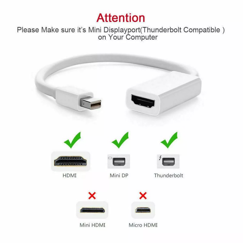 Unbranded For MacBook Pro Mini DP to HDMI Adapter Cable
