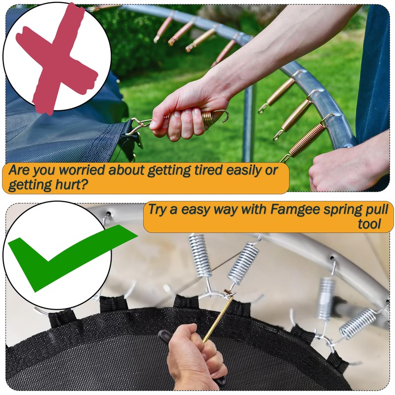 Famgee T-Hook Trampoline Spring Pull Tool Kit Parts Hook Puller