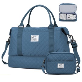 Weekender Bags for Women, Carry-On Personal Item Bag, Overnight Travel Duffel Bag with Shoes Compartment &Trolley Sleeve