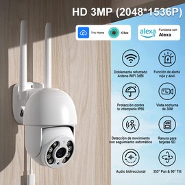 EASYTAO C05A Cámara de Seguridad WiFi con Alerta 2K 3MP, ICsee App, Pan&Tilt 360 Grados, Mini PTZ Cámara Exterior, Visión Nocturna, Audio Bidireccional, Detección de Movimiento, Compatible con Alexa