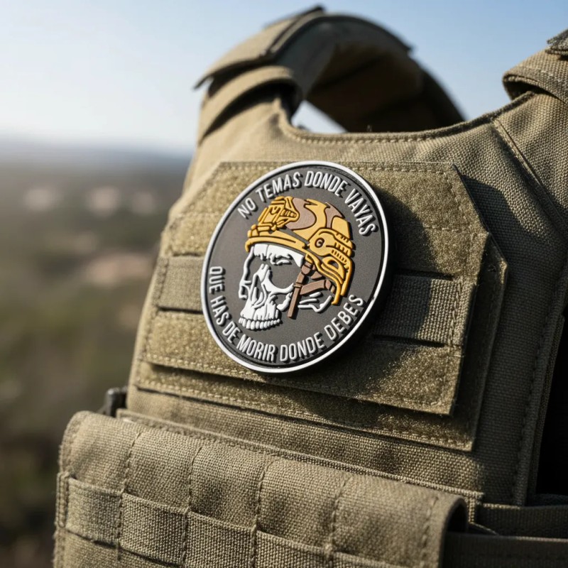 Parche Táctico Militar Insignia Soldado Calavera Pvc Khaki