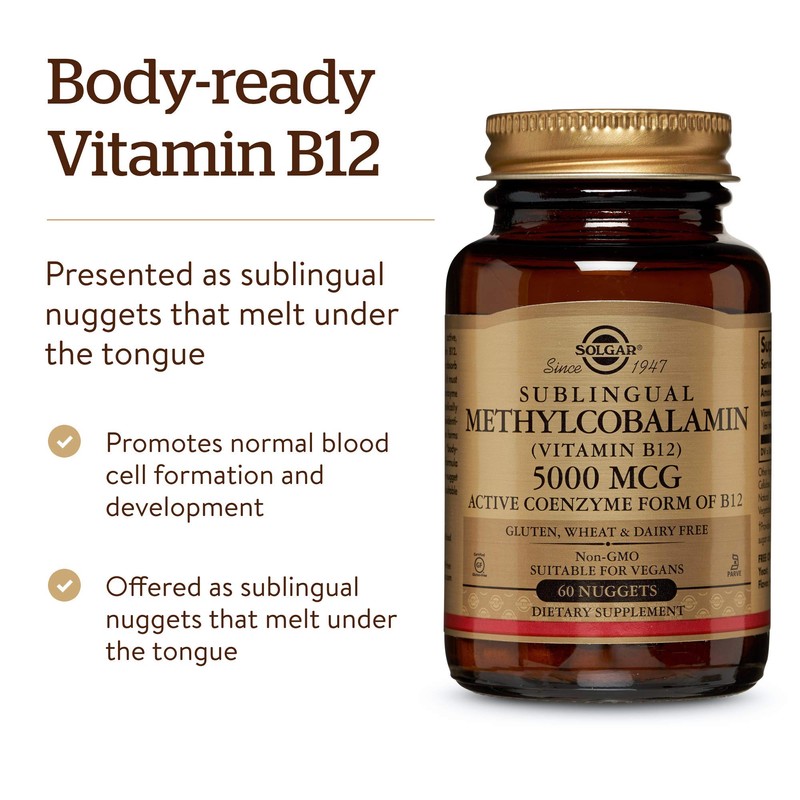 Solgar Methylcobalamin (Vitamin B12) 5000 mcg, 60 Nuggets - Cherry