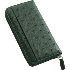 Sankyo Shokai Wallet, Women's, Men's, Ostrich Leather, Genuine Leather, Half Point, Long Wallet, Round Zipper, Cyprus