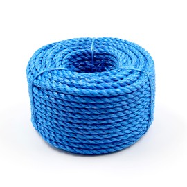 GOLDEN COCK 1/4" x 98' (6mm x 30m) 3 Strand Blue Twisted Polypropylene Tarp Rope - Multipurpose, Lightweight, Weather-Resistant Cord for Outdoor/Indoor Use and DIY Projects