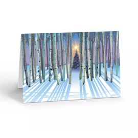 Stonehouse Collection Forest Christmas Tree Card | 18 Boxed Holiday Cards & Envelopes | 20166