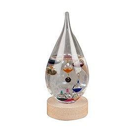 Widdop Tear Drop Design Galileo thermometer On Wood Stand