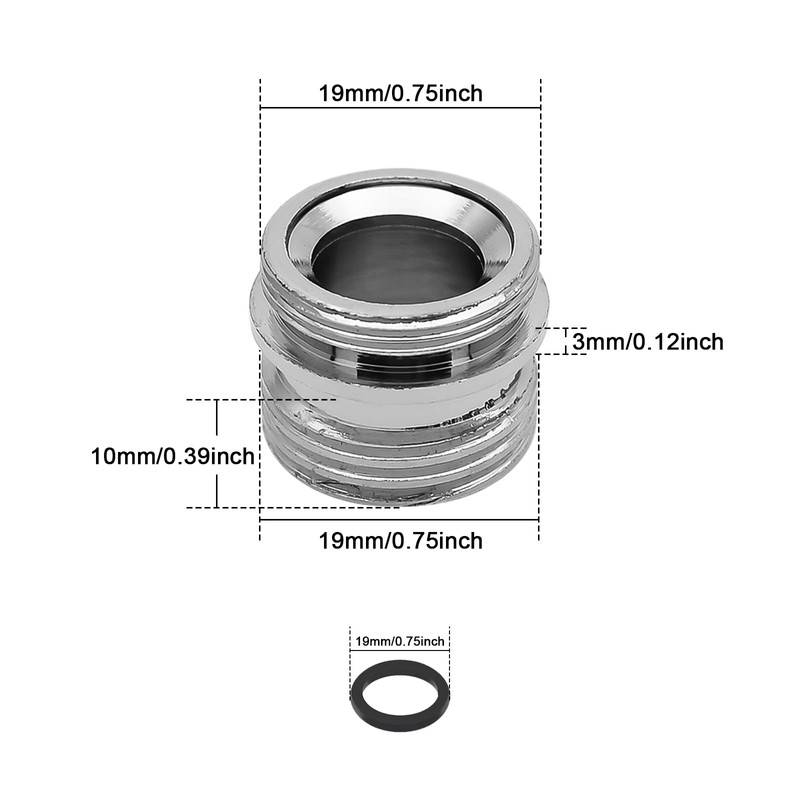 Faucet Adaptor 2PCS Aerator Connector 1/2" Thread Solid Metal Kitchen