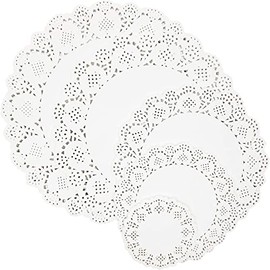 250 Pack Lace Paper Doilies for Arts and Crafts, Round White Table Placemats (5 Sizes)