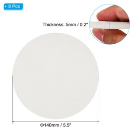 PATIKIL 5.5" Diameter Felt Furniture Pads, 8 Pack 1/5" Thick Lamp Base Felt Round Soft Adhesive Non-Slip Anti-Scratch Backed Felt Floor Protector for Lamp Furniture DIY Craft, White