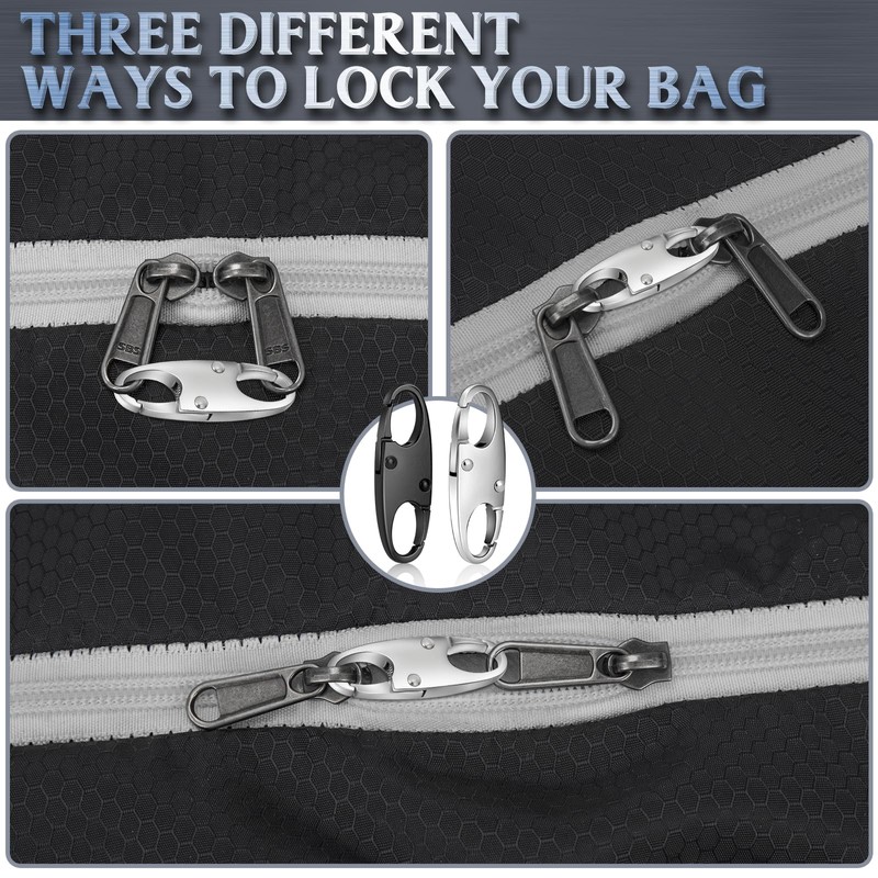 Milifox 4 Pack Zipper Clips Theft Deterrent Double Small Carabiner