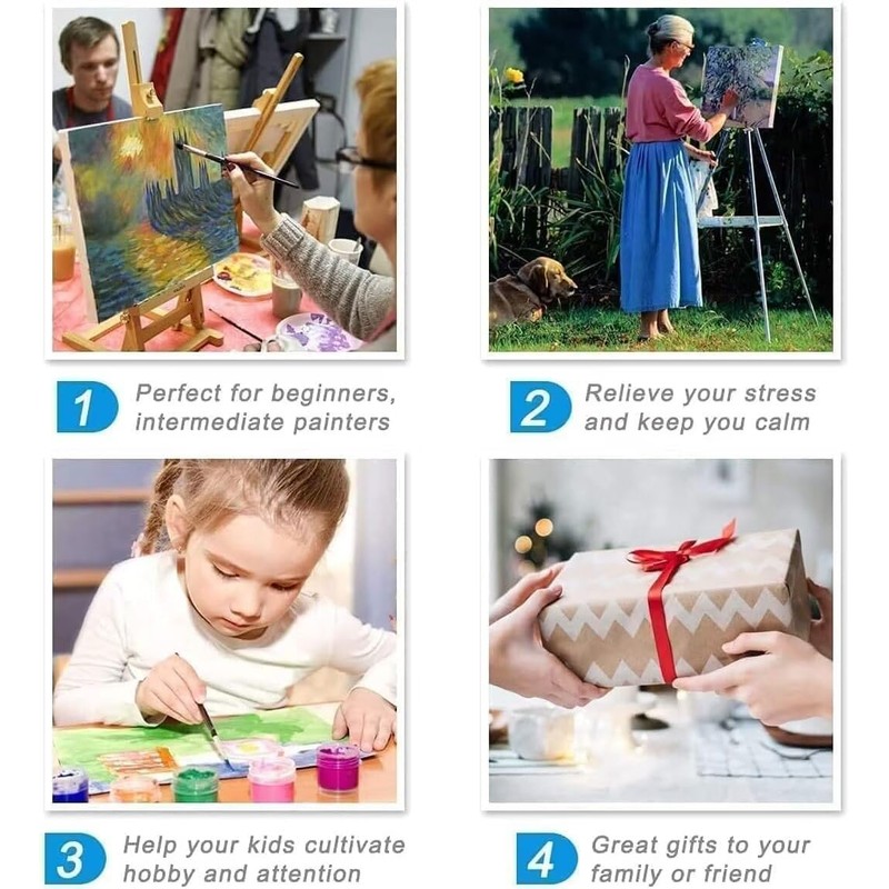 Christrmas Cat Painting Paint by Numbers Kits 16x20 inch Canvas