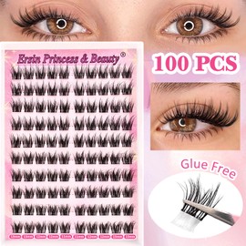 Selbstklebende Wimpern Cluster vorgeklebte Wimpernbüschel 100 Stück Flauschiges C Curl Einzelwimpern Natürlich Look 11-13mm(100P-MQDD)
