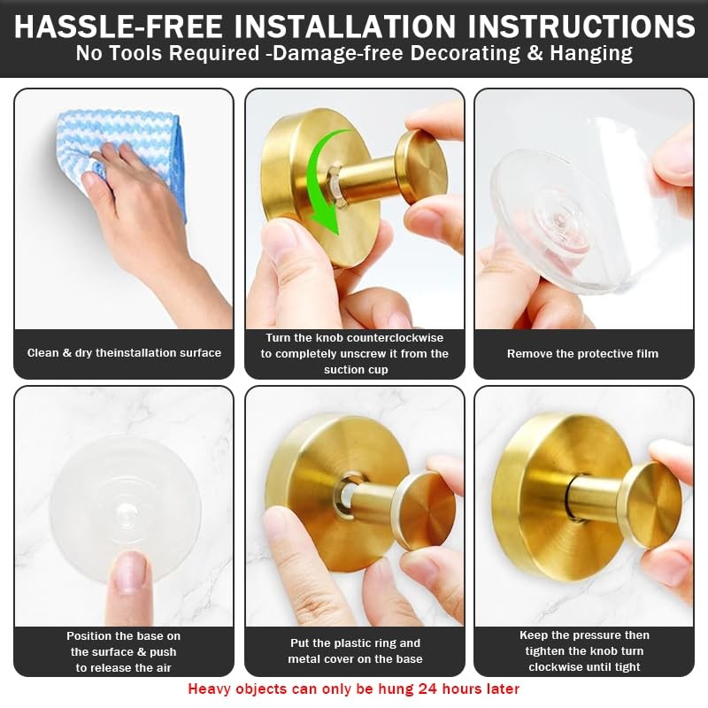 4 Pack Suction Cup Hooks for Shower, Removable Metal Hooks