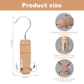 GmeDhc Pack of 2 Belt Holder Wardrobe Belt Hanger with 6 Hooks, Belt Hanger Made of Metal Wood, Belt Storage, for Ties, Scarves, Hats