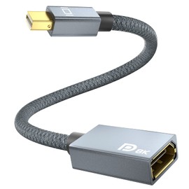 Mini DisplayPort to DisplayPort 1.4 Adapter Supports 8K@60Hz 4K@144Hz 120Hz 2K@240Hz, AMD Eyefinity, NVIDIA Mosaic, HDR, FreeSync, G-SYNC for Laptop, PC, Intel NUC, Surface, Tablet, Monitor (0.8m)