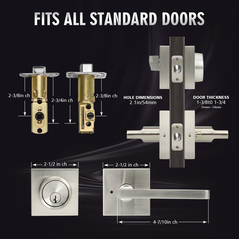 Exterior Door Lock Set with Deadbolt, Front Door Handle Set