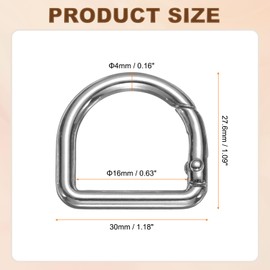 sourcing map 5pcs Metal D Ring Spring Key Hooks 0.87" (22mm) Small Keyring Climbing Clips Webbing Spring Clasp Buckle for Keychain Belt Backpacks Handbag Purse Hardware DIY Crafts, Silver