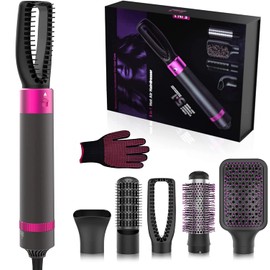 AIKO PRO 5-in-1 Hair Dryer Brush Set, 1200W, Lightweight, ALCI Safety, Tourmaline Technology, Gray, Purple