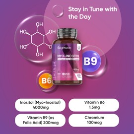 Myo-Inositol Tablets - 4000mg Myo-Inositol Supplements - 120 Vegan Tablets - with 1.5mg Vitamin B6, 200μg Vitamin B9 as Folic Acid & 100μg Chromium - Non-GMO & Gluten Free