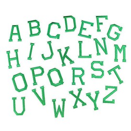 Letter Iron On Patches Sew On Appliques with Ironed Adhesive Christmas Green Embroidered Decorative Repair Patches for Shoes Hat Bag Clothing(26 PCS Alphabet Letters)