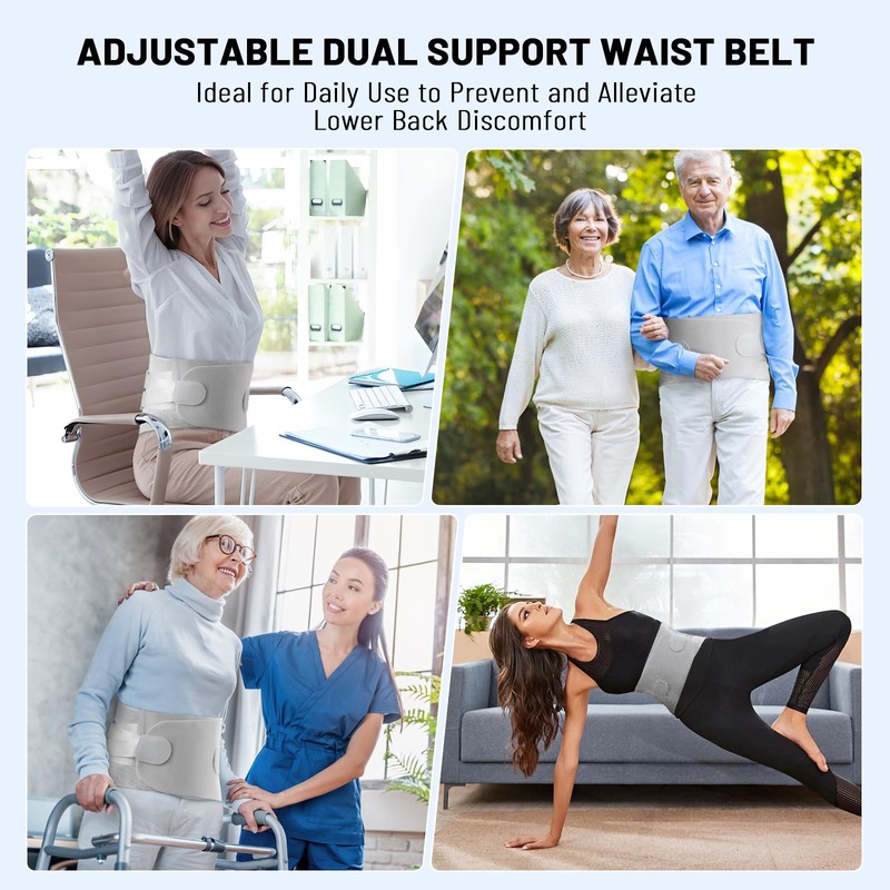AUTOSAGE Heavy-Duty Adjustable Back Brace-Size XL(Belly 45.3-53.1 in), Features Removable