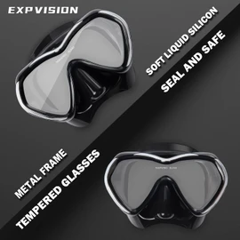 Scuba Diving Mask Panoramic HD Snorkel Goggles, Anti-Fog Swim Mask Adult Youth Dive Mask Swim Goggles wIith Nose Cover for Diving, Snorkeling, Swimming (Black-Clear Lens)