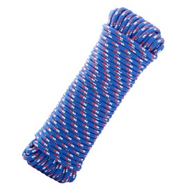 SDLTHR 3/8 Inch 100 ft Diamond Braided Polypropylene Rope, Nylon Rope, All Purpose Boat Marine Rope Thick Rope for Camping and Flag Pole, Indoor and Outdoor Use, Blue