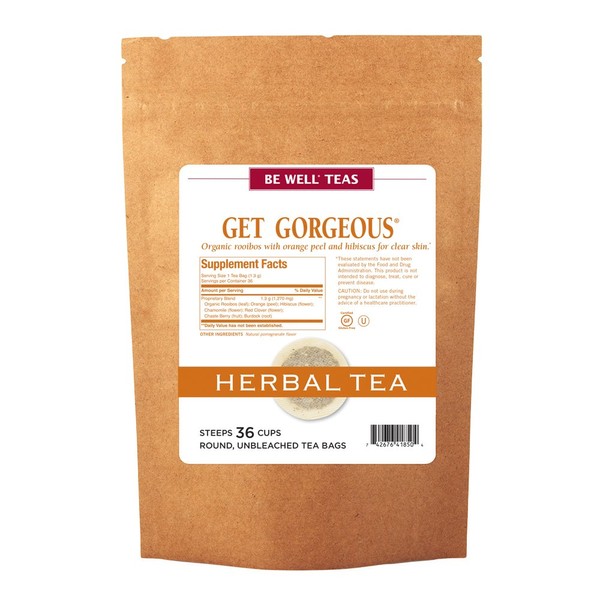 The Republic of Tea Be Well Teas No. 1, Get Gorgeous Herbal Tea For Clear Skin, Refill Pack of 36 Tea Bags
