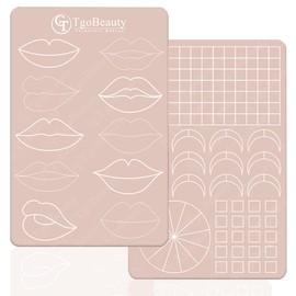 TgoBeauty Realistic Silicone Lip Training Pad with 10 Different Lip Shapes Lip Embroidery Practice Skin for Permanent Makeup (1pc Pink Pad with White Outline)