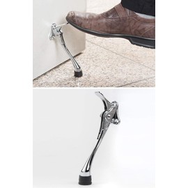 OGC 6" Easy semi-Automatic Door Stops - 6 Inch Door Stopper with a Height-Adjustable Rubber (Black)