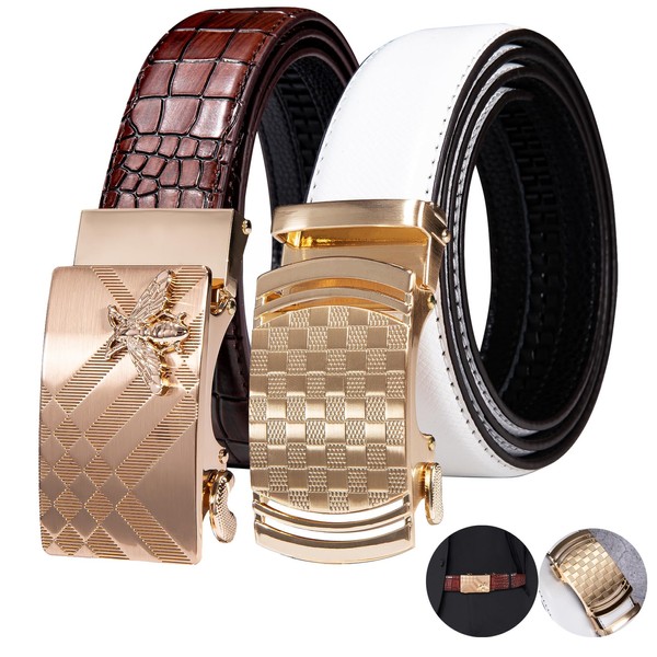 Dubulle Men's Designer Belt Set Leather 2PACKS Business Ratchet Automatic