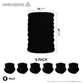 wonderCat LONDON 6 PCS Unisex Neck Warmer, Tube Seamless Multifunctional Balaclavas, Face Cover, Face mask, Cycling mask, Ski Mask, Face Snoods Headwear, Cycling Daily Wear (Black)