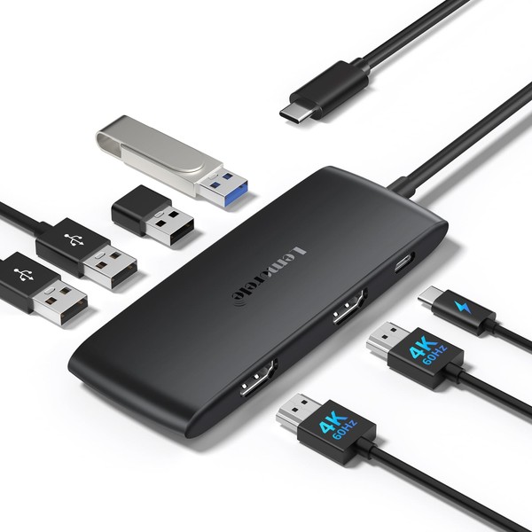 Lemorele Docking Station Dual Monitor- 7-in-1 USB C Hub with