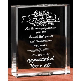 GBZRJ Thank You Appreciation Gifts for Women/Men, Teacher Employee Appreciation Gifts, Gratitude Gift for Coworker, K9 Crystal Plaque Thank You Signs Office
