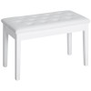 White Faux Leather Cushion Button Tufted Wooden Duet Seat Storage