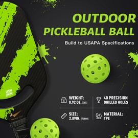 Warping Point Outdoor Pickleball Balls, 12 Pack 40 Holes Green PickleBalls with Mesh Bag, Meet USAPA Specifications, High Bounce Durable Practice Pickle Ball for Beginners Intermediate Player