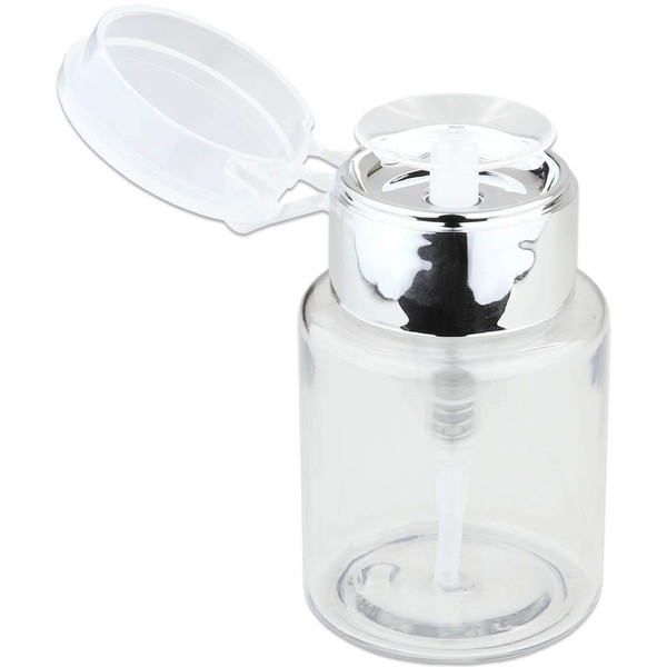 PANA Professional - Tapa lateral plateada con dispensador de líquido transparente sin etiqueta, botella vacía