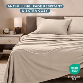 Bare Home Super Soft Fleece Sheet Set - King Size - Extra Plush Polar Fleece, No-Pilling Bed Sheets - All Season Cozy Warmth (King, Sand)