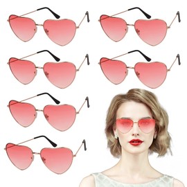 YOLOUP 6 Pack Hippie Specs Glasses Heart Shaped Sunglasses 60s 70s Glasses Festival Accessories for Women Hippy Fancy Dress Accessory