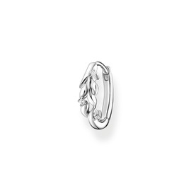 Thomas Sabo CR681 Single Hoop Earrings with Leaves with Stones 925 Sterling Silver, Sterling Silver, Cubic Zirconia