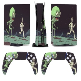 Buyidec Alien Funny for Model 5 Skin Accessories Cover Skins Anime Vinyl Cover Sticker Full Set for Model5 Disc Edition