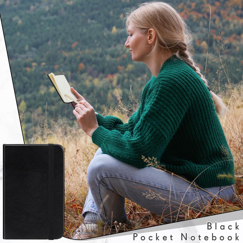 Qeeenar 6 Pcs Hardcover Leather Pocket Notebook 4 x 2.5
