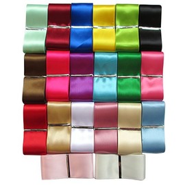Chenkou Craft 2 Inch (50mm) 20Yards Single Face Solid Satin Polyester Ribbon 20 Colors Assorted Bulk Lots Mix (2")