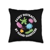 Easily Distracted By Hand Sanitizer Germaphobia Throw Pillow